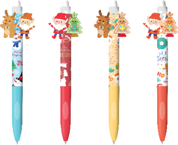 Set 4 roller gel cu rescriere, 0.5 mm, albastru, X-mas 3, Happy Color