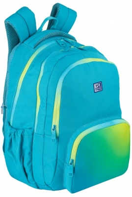 Rucsac Oxford Gradient, 3 compartimente, culoare galben/verde turcoaz