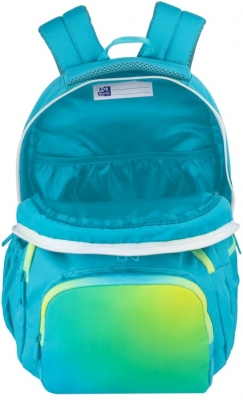 Rucsac Oxford Gradient, 3 compartimente, culoare galben/verde turcoaz