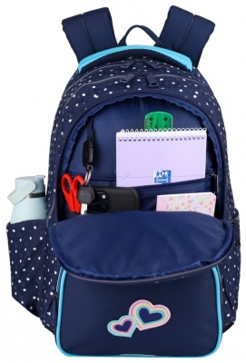Rucsac Oxford Trolley Dots, 3 compartimente, albastru inchis
