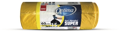 Saci menajeri Optima, Galben, 60 L, 15 buc/set, Sano