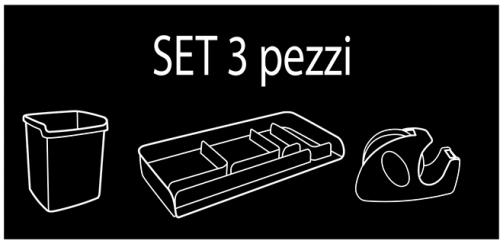 Set birou, plastic, 3 buc, negru, My Desk, Arda
