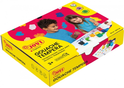 Set guase tempera, 12 tuburi, 35 ml, culori asortate si pensula, Jovi