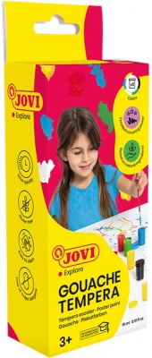 Set guase tempera, 6 tuburi, 15ml, culori asortate si pensula, Jovi