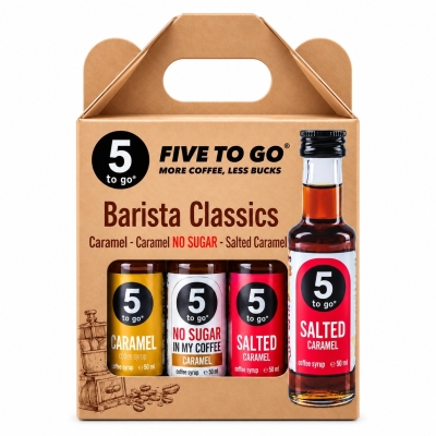 Sirop cafea Barista Classics, 3 x 50ml, Caramel, Caramel fara zahar, Caramel sarat, 5 to go