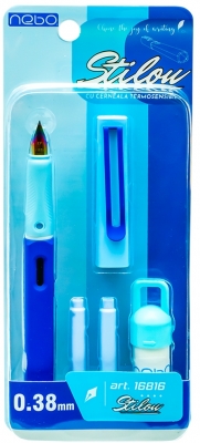 Stilou cu cerneala termosensibila + rezerve, 1 buc/blister, albastru, Nebo