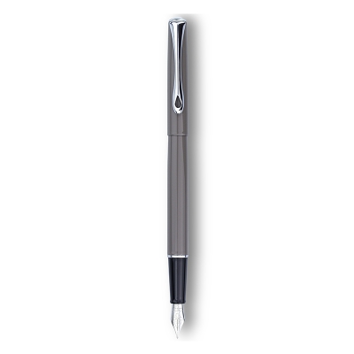 Stilou Diplomat Traveller Taupe Grey, penita M, corp metalic slim, accesorii cromate, cutie cadou