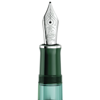 Stilou Pelikan Souveran M815 Metal Striped Green, editie speciala, penita EF din aur 18K placata cu rodiu, verde/argintiu, cutie cadou