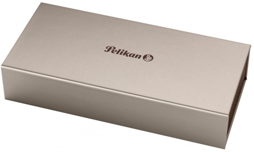 Stilou Souveran M1000 Editie Speciala Renaissance Brown M, penita aur 18k, accesorii placate cu aur 24k, corp maro marmorat, Pelikan