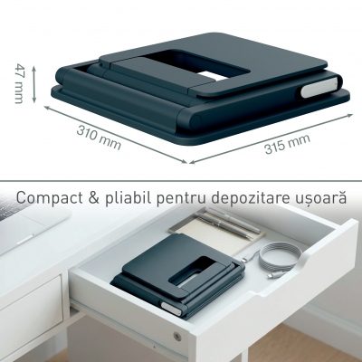 Suport de laptop Leitz Ergo 2 in 1 pentru birou