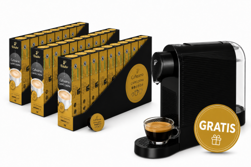 Pachet 24 cutii capsule Tchibo Cafissimo Fine Aroma si espressor Tchibo Pure Plus cadou