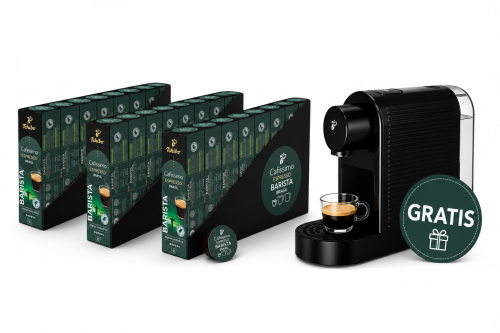 Pachet 24 cutii capsule Tchibo Cafissimo Espresso Barista Brasil si espressor Tchibo Pure Plus cadou