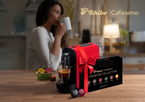 Espressor capsule Tchibo Cafissimo Now Black + set capsule cafea Tchibo Premium Collection 6 cutii/set