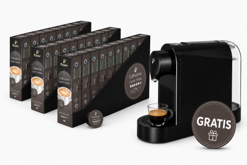 Pachet 24 cutii capsule Tchibo Cafissimo Crema Intense Aroma si espressor Tchibo Pure Plus cadou