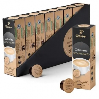 Cutie 10 capsule cafea Tchibo Cafissimo Caffe Crema Decaffeinated, 8 buc/set