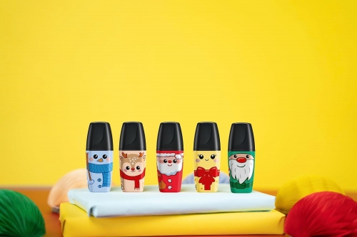Textmarker Stabilo Boss mini Frosty Friends Christmas, 5 culori/blister