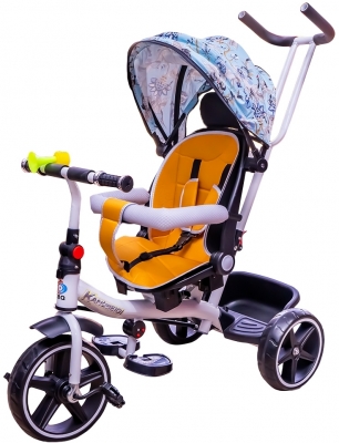 Tricicleta copii cu pedale Kangbeiqi, maner si parasolar, diverse culori