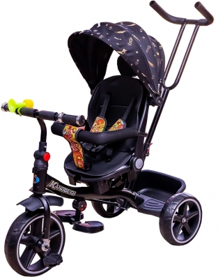 Tricicleta copii cu pedale Kangbeiqi, maner si parasolar, diverse culori