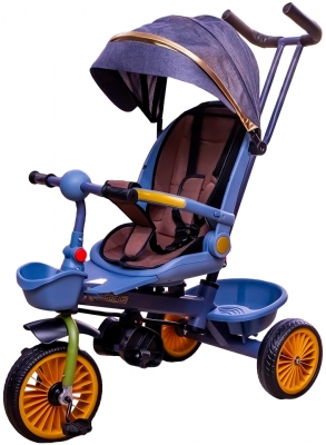 Tricicleta copii cu pedale, maner si parasolar, diverse culori