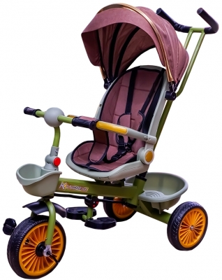 Tricicleta copii cu pedale, maner si parasolar, diverse culori