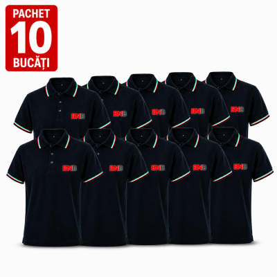 Pachet 10 tricouri polo, personalizare inclusa, JRC Aosta, Barbati, marimi la alegere, navy