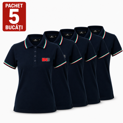 Pachet 5 tricouri polo, personalizare inclusa, JRC Aosta, Femei, marimi la alegere, navy