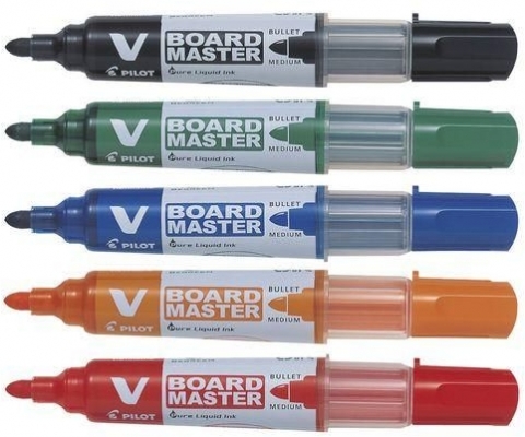 Set 5 markere pentru tabla, Pilot 2.3 mm, varf rotund, Vboard Master