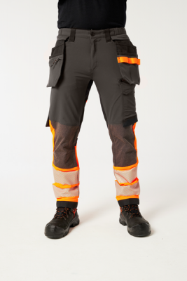 Pantaloni cu buzunare Holster detasabile, Clasa 1, Portocaliu/Gri, Regular, Portwest EV4