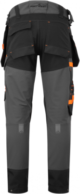 Pantaloni de lucru stretch Holster, Gri metalic, Short, Portwest EV4
