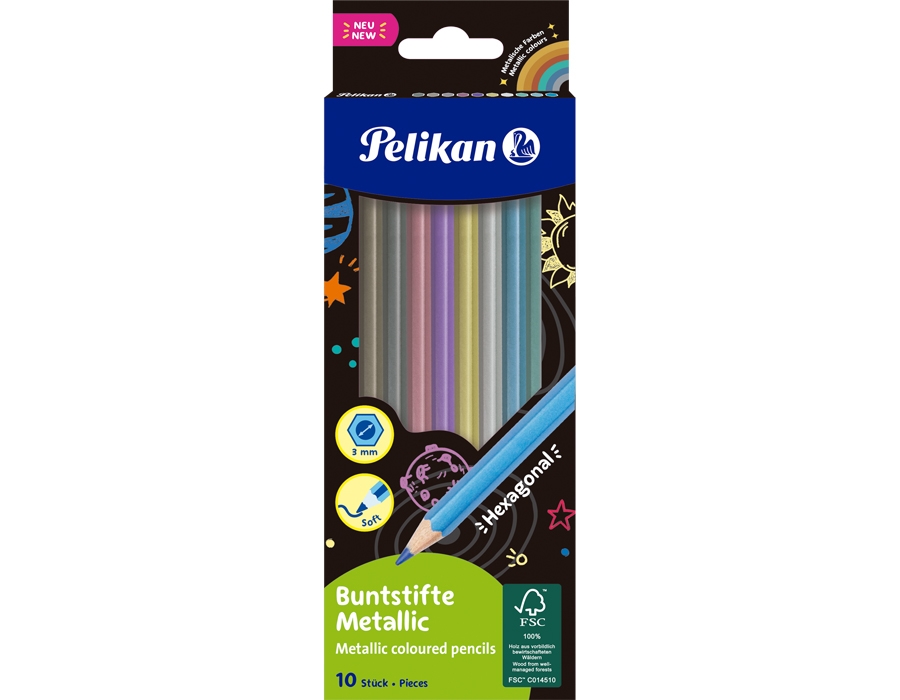 Set creioane colorate lacuite, mina 3 mm, 10 culori metalice/set ...