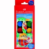 Acuarele 12 culori 24 mm + pensula Faber-Castell