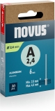 Nituri din aluminiu Novus tip A, diamentru 2,4 mm, lungime 6 mm, 30 buc/cutie