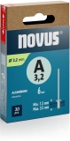 Nituri din aluminiu Novus tip A, diamentru 3,2 mm, lungime 6 mm, 30 buc/cutie