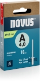 Nituri din aluminiu Novus tip A, diamentru 4 mm, lungime 10 mm, 30 buc/cutie