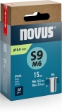 Piulita cu filet pentru nit din fier Novus tip M, diametru 6 mm, lungime 15 mm, 50 buc/cutie