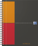 Agenda Oxford International Organiser NoteBook, A5+, 80 file, coperta PEFC, fila micro-perforata, gri, patratele