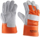 Manusi din piele spalt de bovina, marime: 10.5, Gri / Portocaliu, Buffalo, Rock Safety 