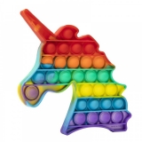 Jucarie senzoriala antistres Pop it Now and Flip it, Push Bubble, 20 cm, model Unicorn multicolor 