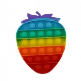 Jucarie senzoriala antistres Pop it Now and Flip it, Push Bubble, 14 cm, model Capsuna multicolora
