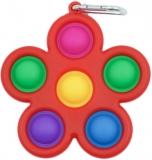 Breloc jucarie Push Pop Bubble Fidget, Pop It, antistres, Floare, multicolor- rosu
