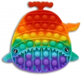 Jucarie senzoriala antistres Pop it Now and Flip it, Push Bubble, 16.5 cm, model Balena multicolora