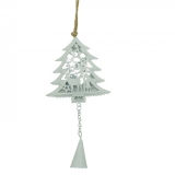 Ornament de brad pom de craciun, alb, din metal, 20 cm 