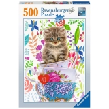 Puzzle Pisicuta In Ceasca, 500 Piese Ravensburger