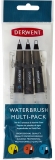 Set 3 pensule cu rezervor de apa, calitate premium, varf fin, mediu si tip dalta Derwent Professional