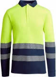 Tricou polo tehnic cu maneca lunga Hi-Vis Roly Atrio L/S, pentru barbati, Bleumarin/Galben Fluorescent, Roly