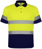 Tricou polo tehnic Hi-Vis Polaris, pentru barbati, Bleumarin/Galben Fluorescent, Roly