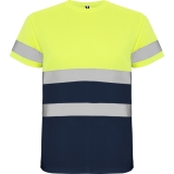 Tricou tehnic Hi-Vis Delta, pentru barbati, Bleumarin/Galben Fluorescent, Roly