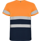 Tricou tehnic Hi-Vis Delta, pentru barbati, Bleumarin/Portocaliu Fluorescent, Roly