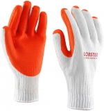 Manusi tricotate rezistente la taiere, cu palma imersata in latex, Alb / Rosu, Lobster, Rock Safety 