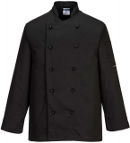 Jacheta bucatar, maneca lunga, negru, regular, Somerset Chefs, Portwest 
